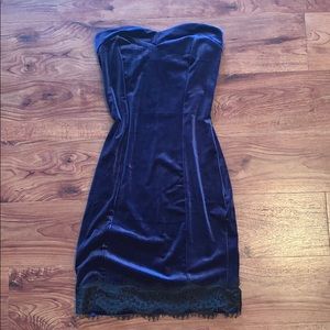 Navy velvet mini dress
